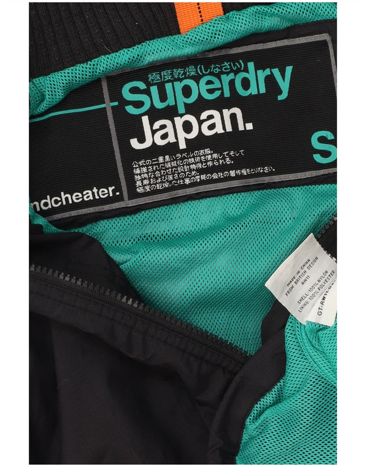 Superdry Veste coupe-vent graphique pour femme UK 10 Small Noir Polyester