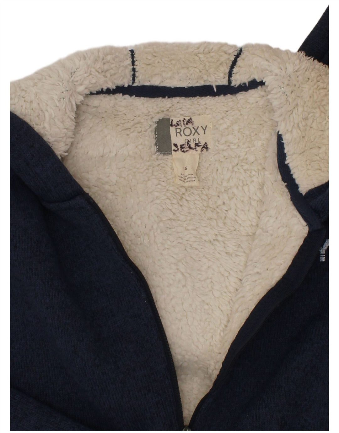 Roxy Pull à capuche zippé graphique pour fille 5-6 ans Bleu marine Polyester