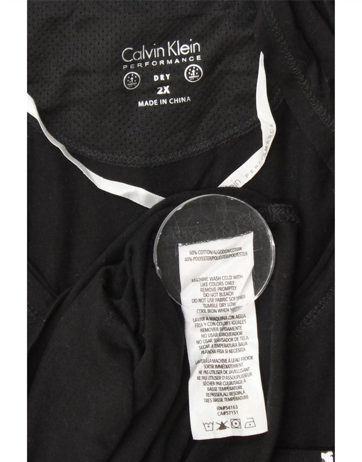 Calvin Klein T-shirt graphique surdimensionné pour femme UK 20 2XL Coton noir