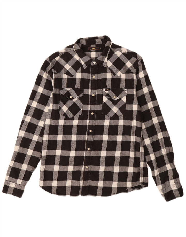 LEE Chemise Slim Fit en Flanelle pour Homme en Coton à Carreaux Noir Moyen