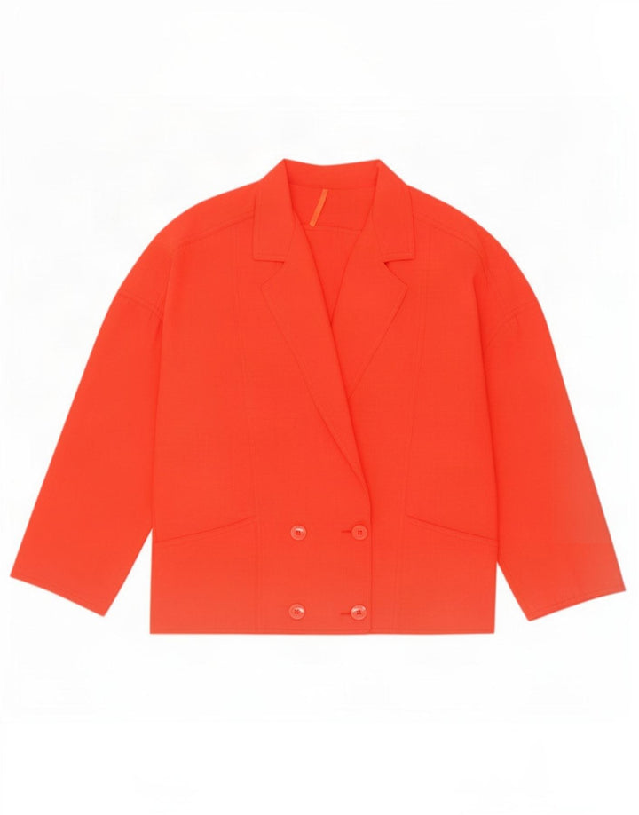 vintage Femmes Surdimensionné Double Breasted Blazer Veste UK 10 Petit Rouge