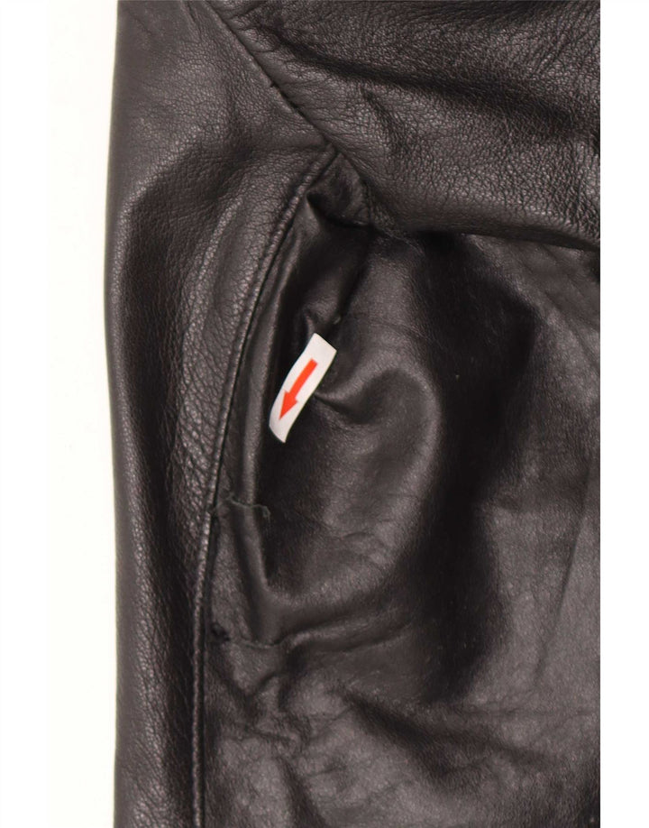 veste en cuir femme vintage UK 16 Grand Noir
