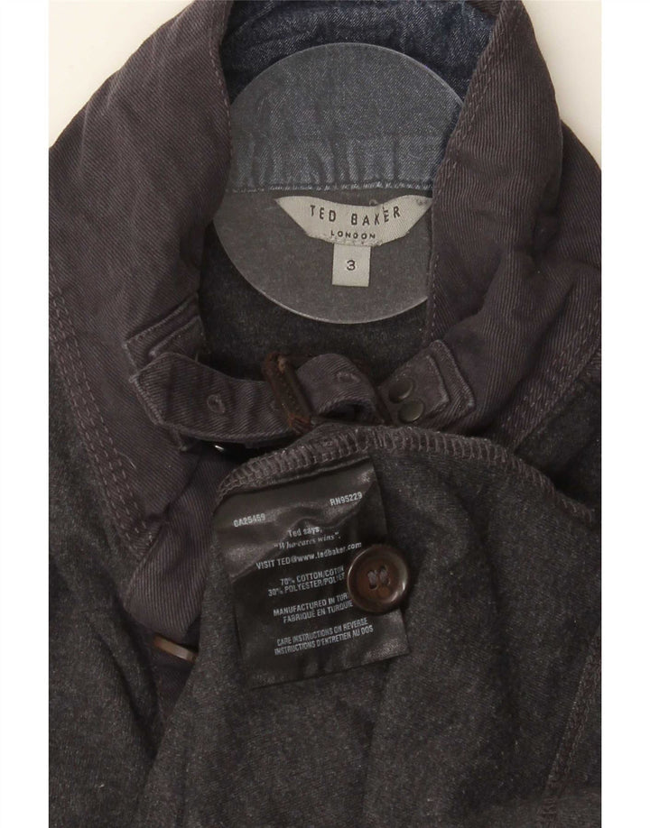 Ted Baker Pull à col boutonné pour homme Taille 3 Coton gris moyen