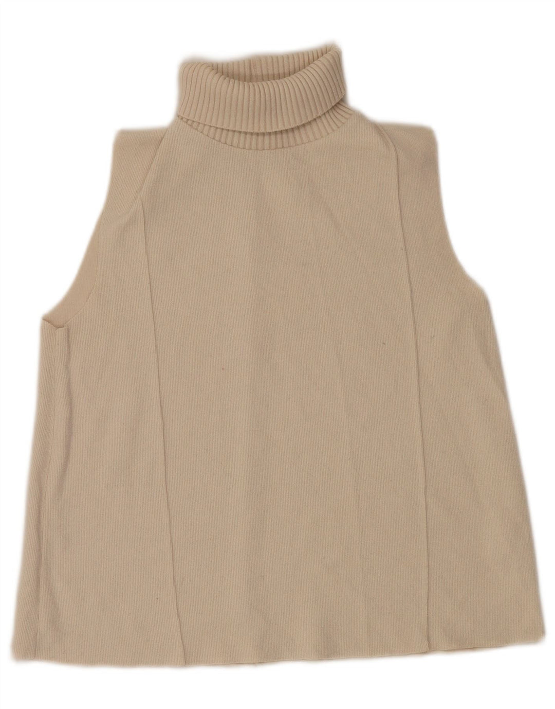 Zara Débardeur à col roulé pour femme UK 14 Medium Off White Polyester