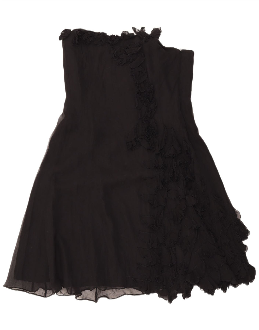 Coast Robe bustier à volants sur le devant pour femme UK 18 XL Soie noire