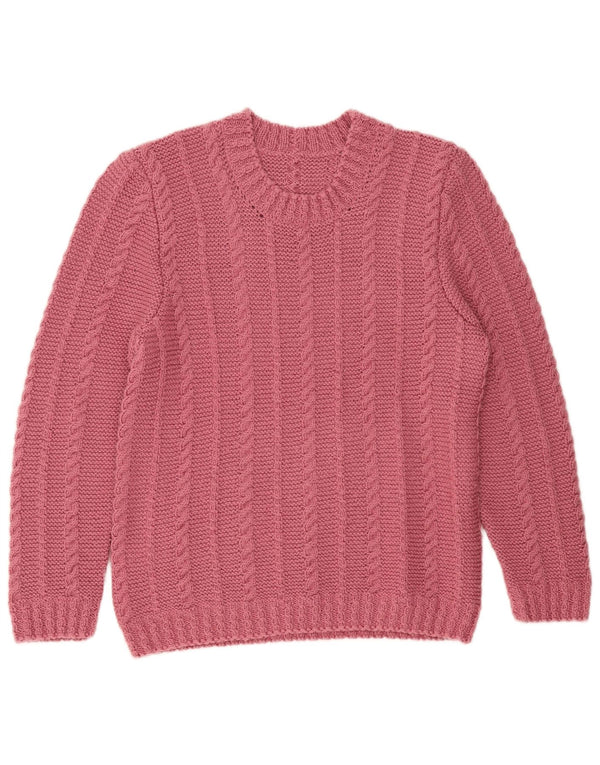 vintage Womens Crew Neck Jumper Pull UK 16 Grand Rose