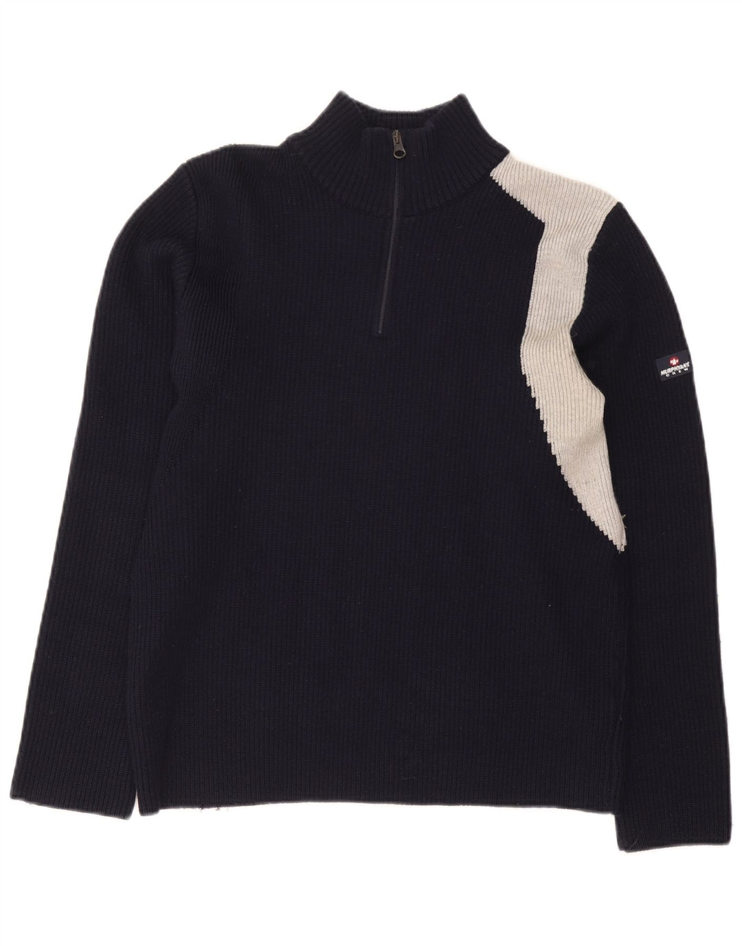 Murphy & Nye Pull à col zippé pour homme Petit en laine color block bleu marine