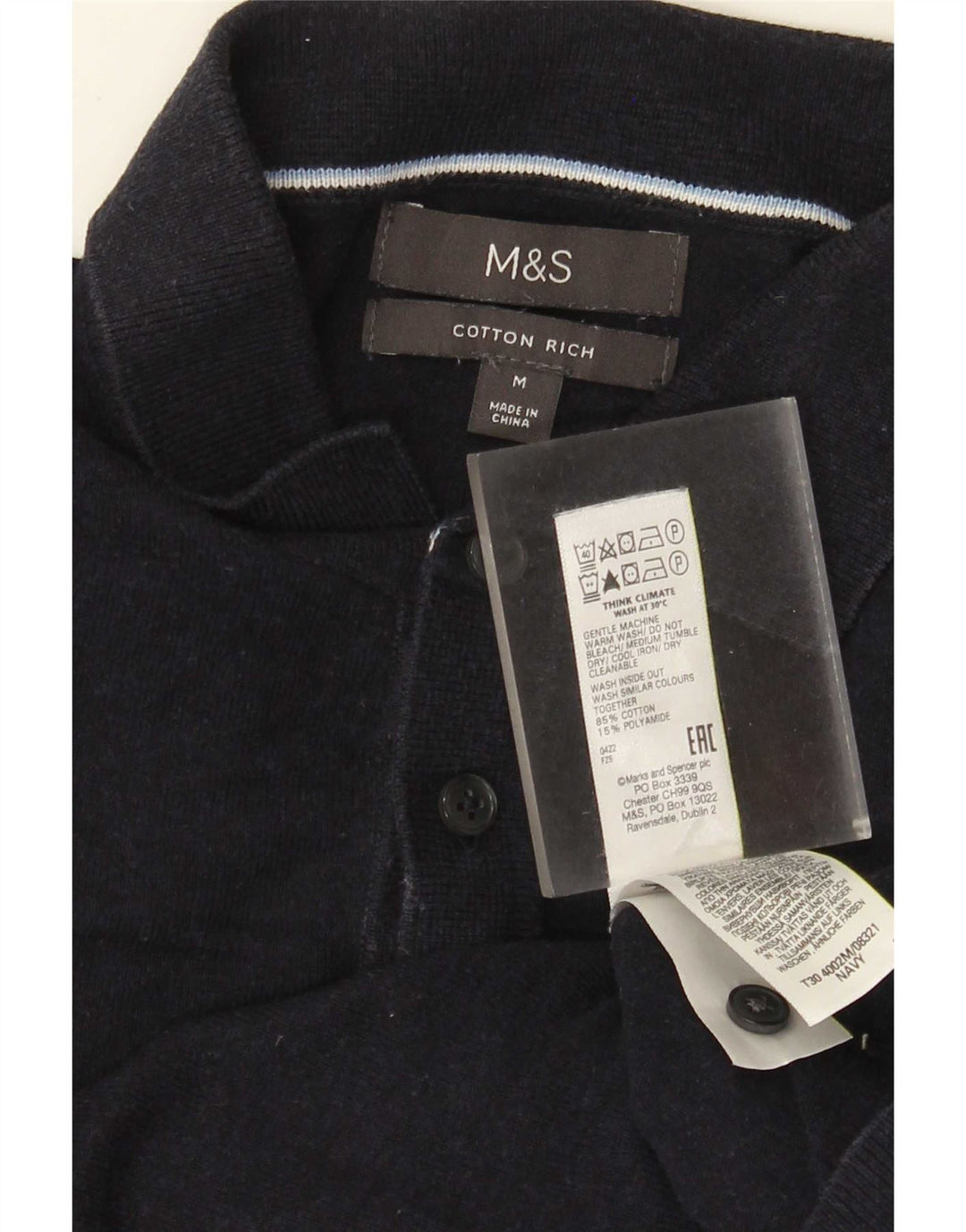 Marks & Spencer Polo Homme Bleu Marine Moyen Coton