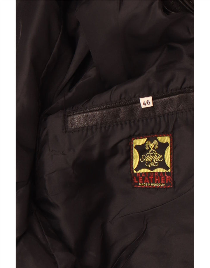 VINTAGE Veste en cuir homme EU 46 Petit cuir noir