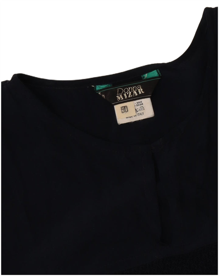 Donna Mizar Chemisier Femme Top IT 50 XL Bleu Marine Soie