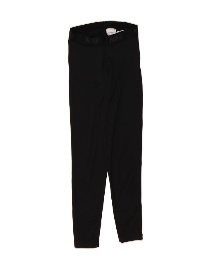NIKE Womens Dri Fit Graphic Leggings UK 10 Small Black Polyester Vintage Nike and Second-Hand Nike from Messina Hembry 