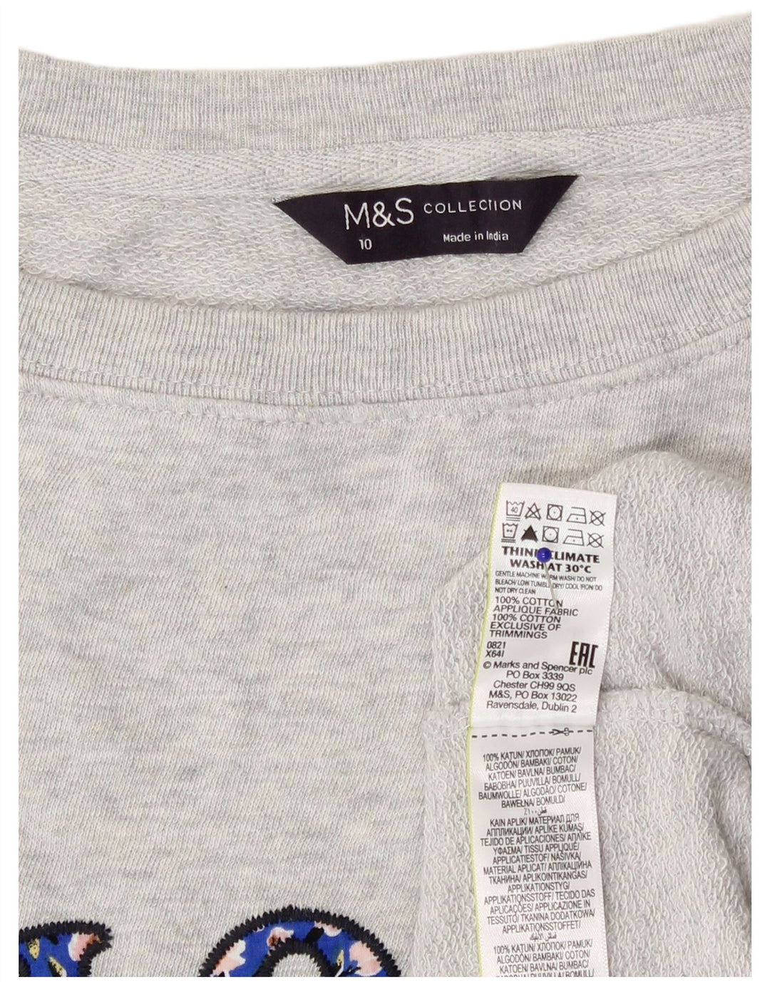 Marks & Spencer Sweat-shirt graphique pour femme UK 10 Petit gris moucheté