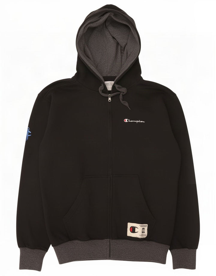 Champion Pull à capuche zippé pour homme en coton noir moyen