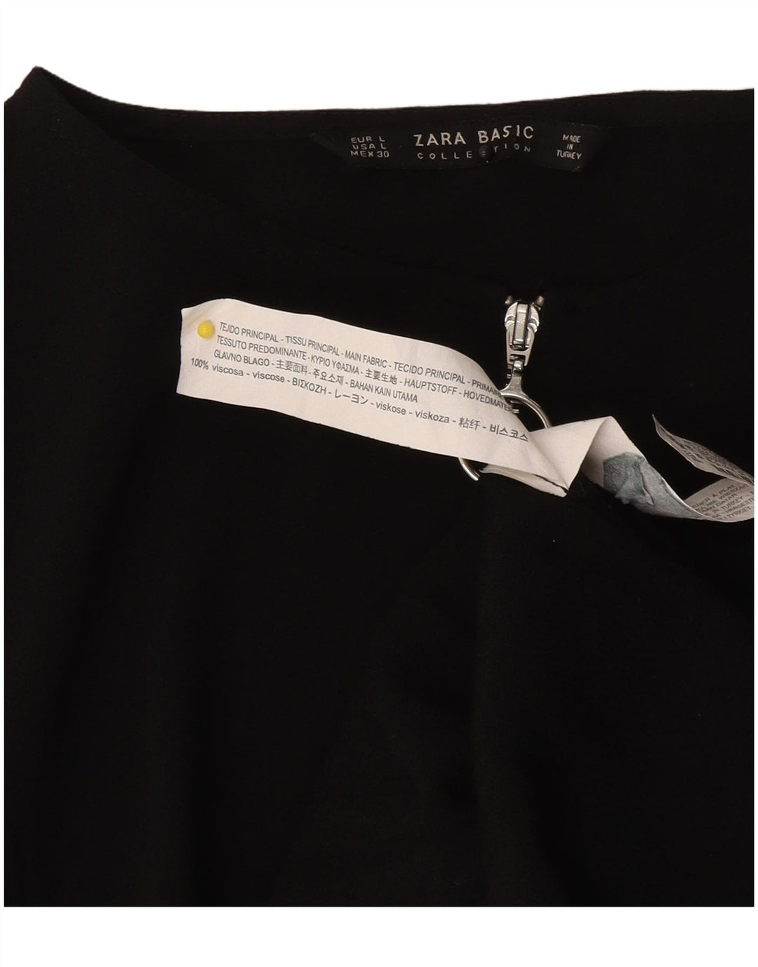 Zara Chemisier Femme Top UK 14 Large Noir Colorblock Viscose