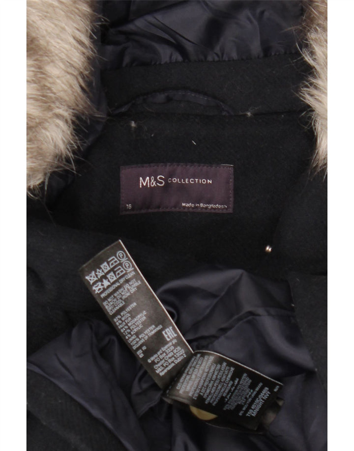 Marks & Spencer Duffle-coat à capuche pour femme UK 16 Large Bleu marine Polyester