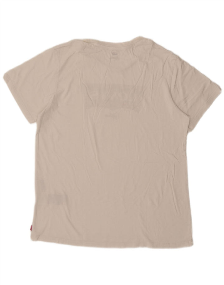 Levi's T-Shirt Graphique Femme UK 16 Large Blanc Coton