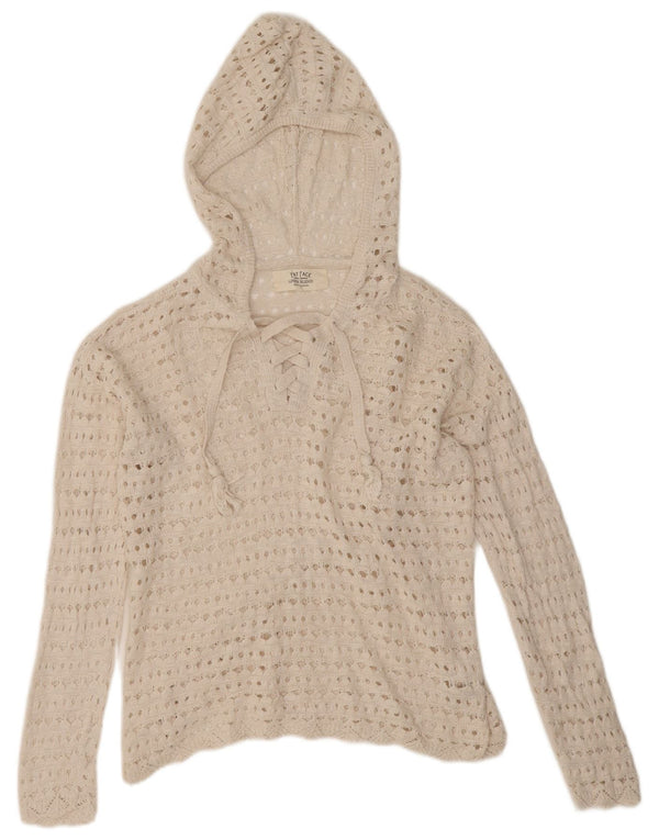 Fat Face Pull surdimensionné à capuche en crochet pour femme UK 10 Petit Blanc