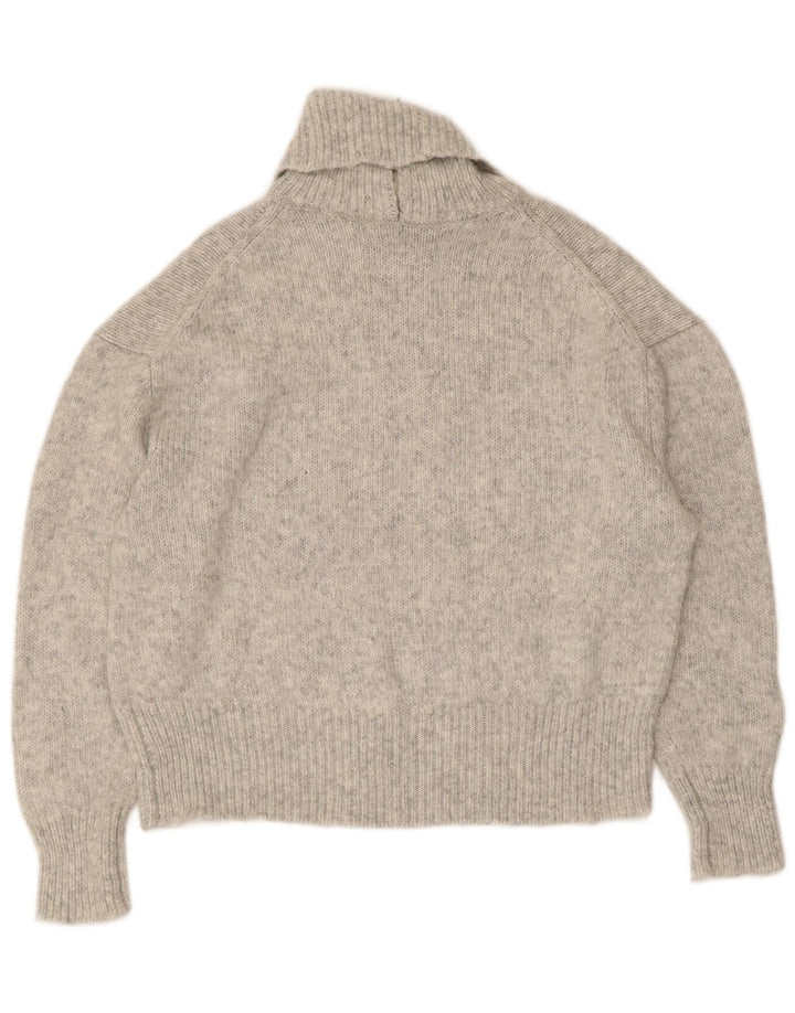 Zara Pull surdimensionné à col roulé pour femme UK 10 Petit Acrylique Gris