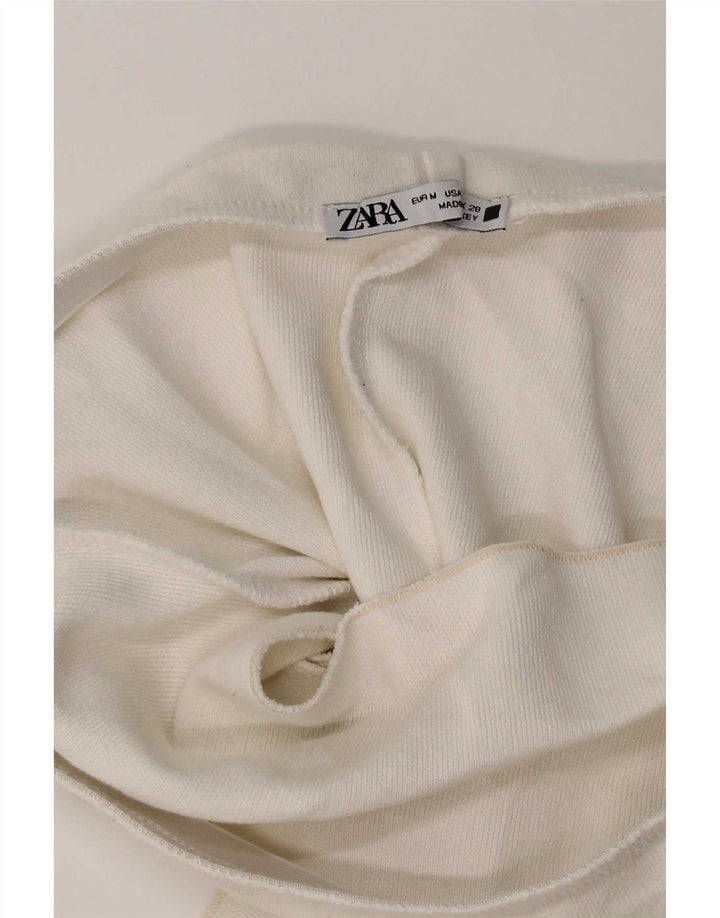 Zara Robe moulante sans bretelles découpée pour femme UK 12 Blanc moyen