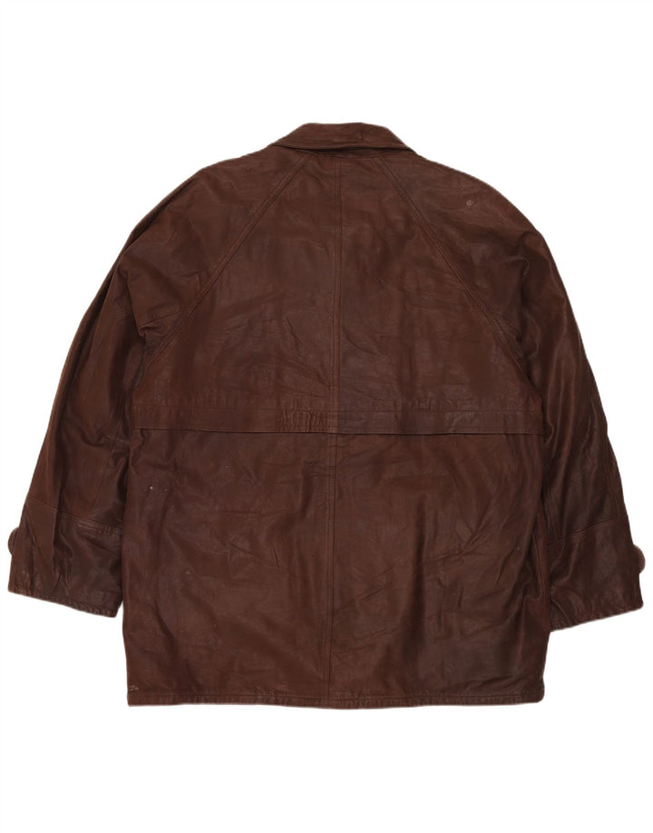 MARY ALBERT Mens Leather Coat IT 52 XL Brown Leather