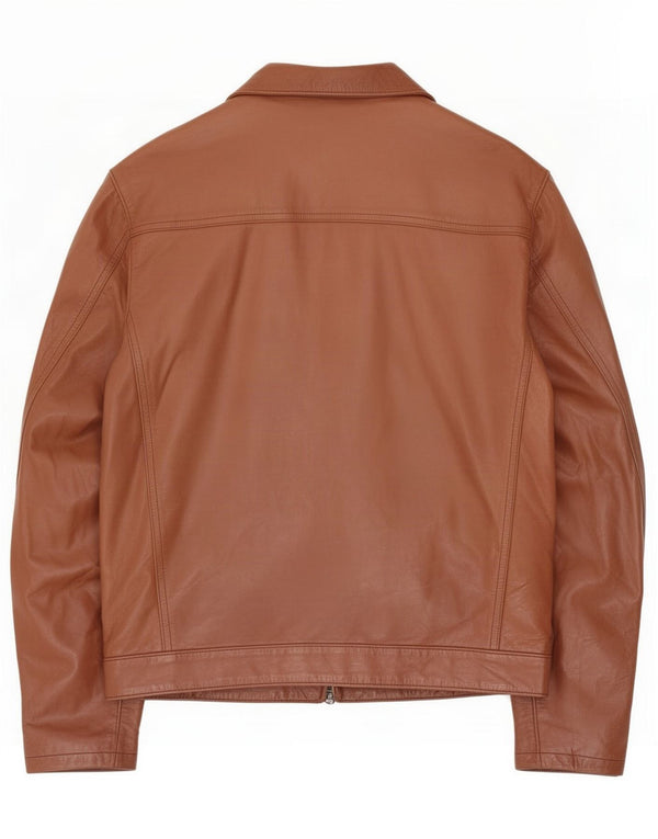 Veste utilitaire en cuir vintage pour homme IT 50 Large Marron