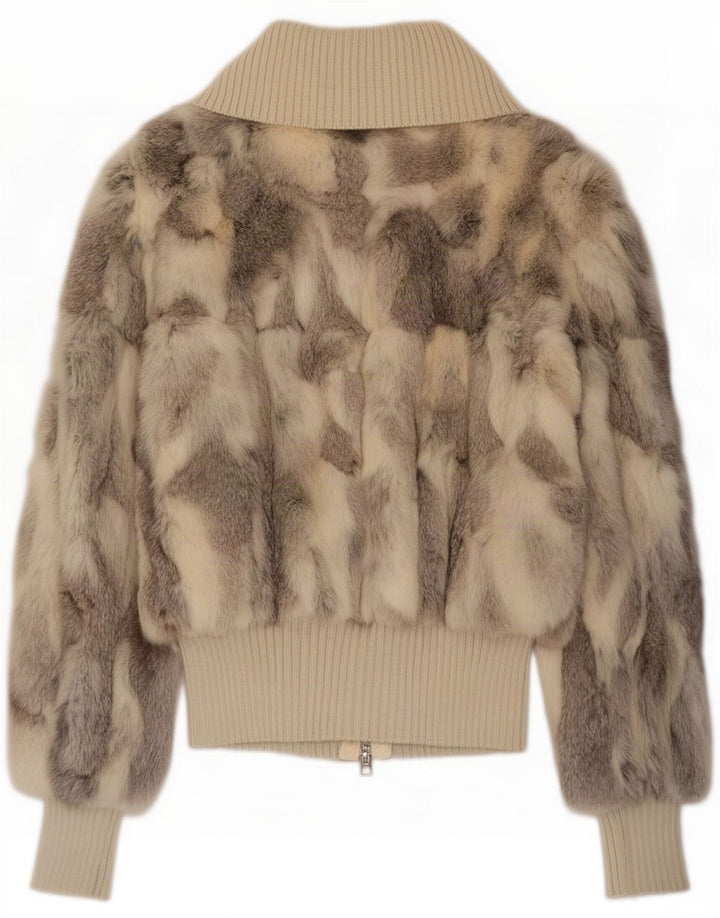 Conbipel Veste en fourrure pour femme UK 14 Large Cuir Beige