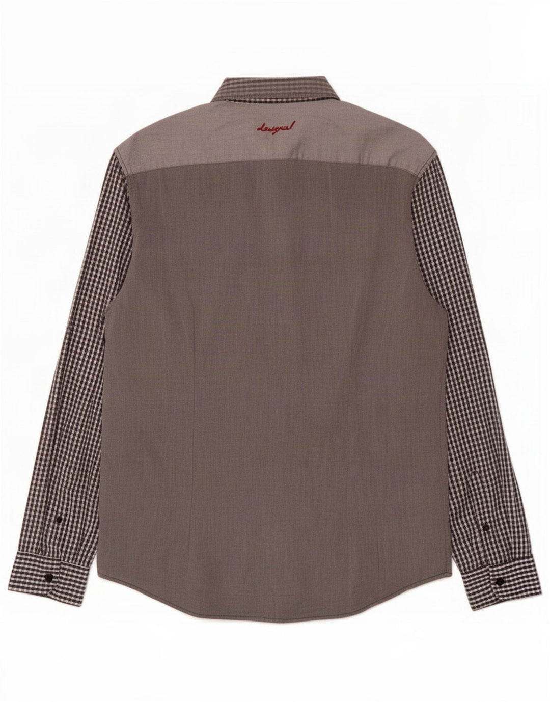 Desigual Chemise Slim Grand Carreau Gris Coton Homme