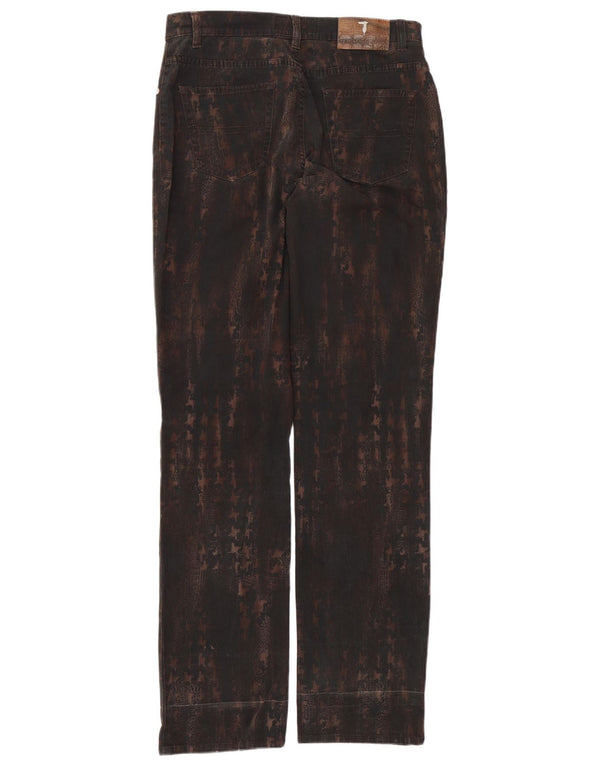 Trussardi Mens Straight Casual Trousers W32 L34 Brown Tie Dye Cotton