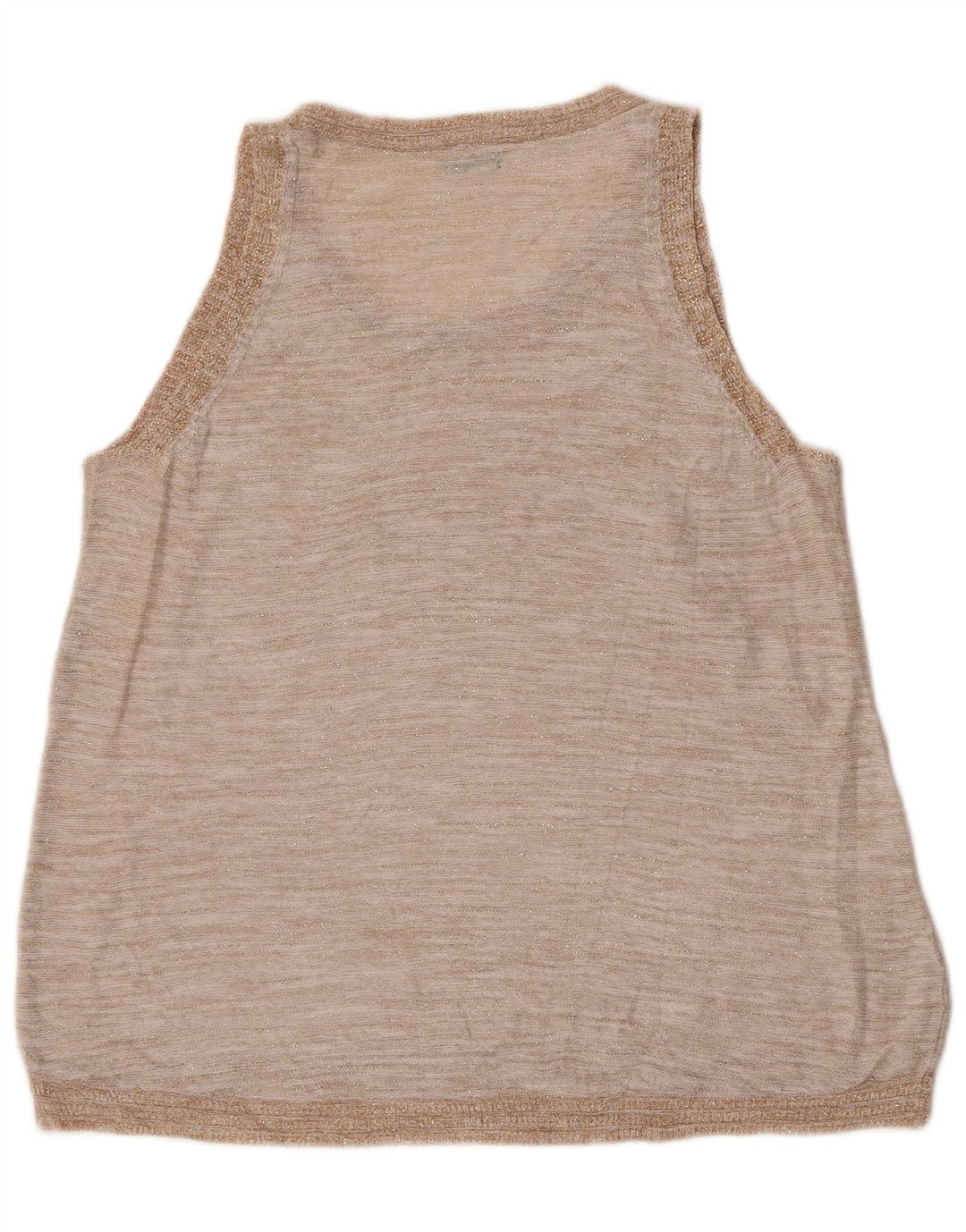 Benetton Débardeur Femme UK 14 Lin Beige Moyen