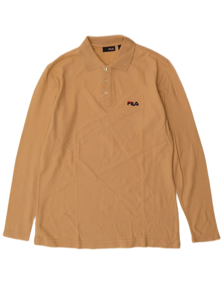 FILA Polo à Manches Longues Homme Beige Moyen Coton