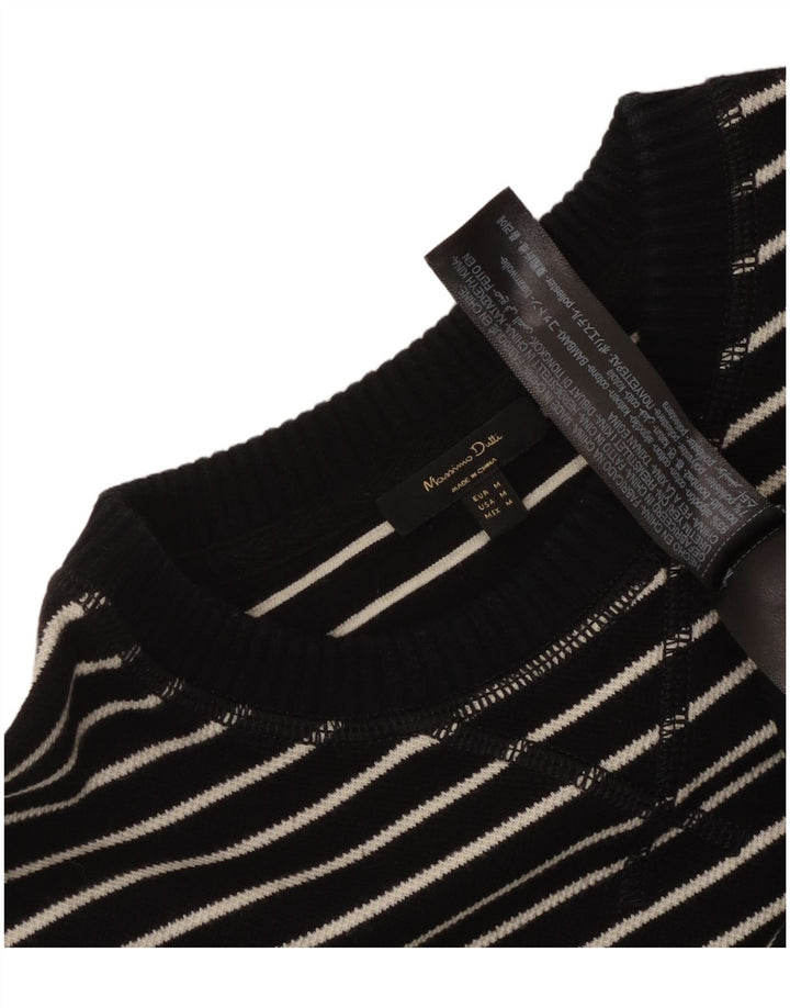 Massimo Dutti Haut à manches longues pour femme en coton rayé noir moyen UK 44