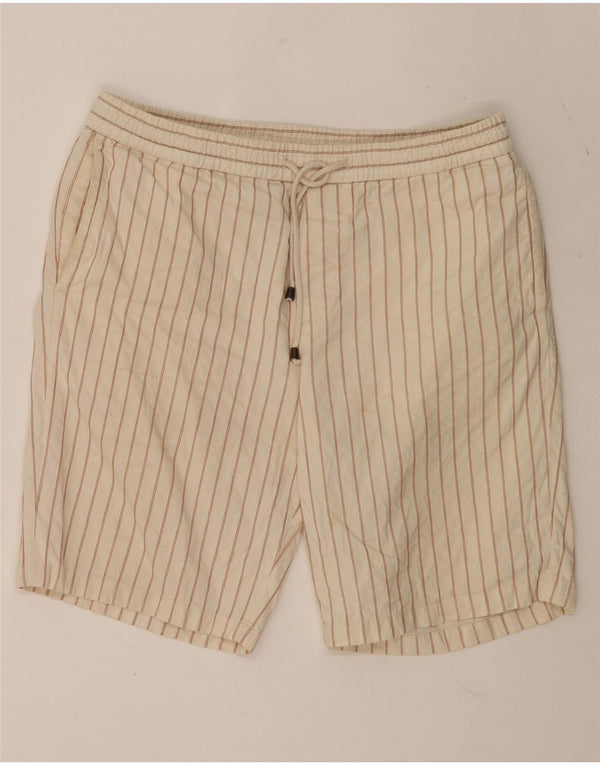 Zara Short Chino Homme Large W32 Coton Rayé Beige