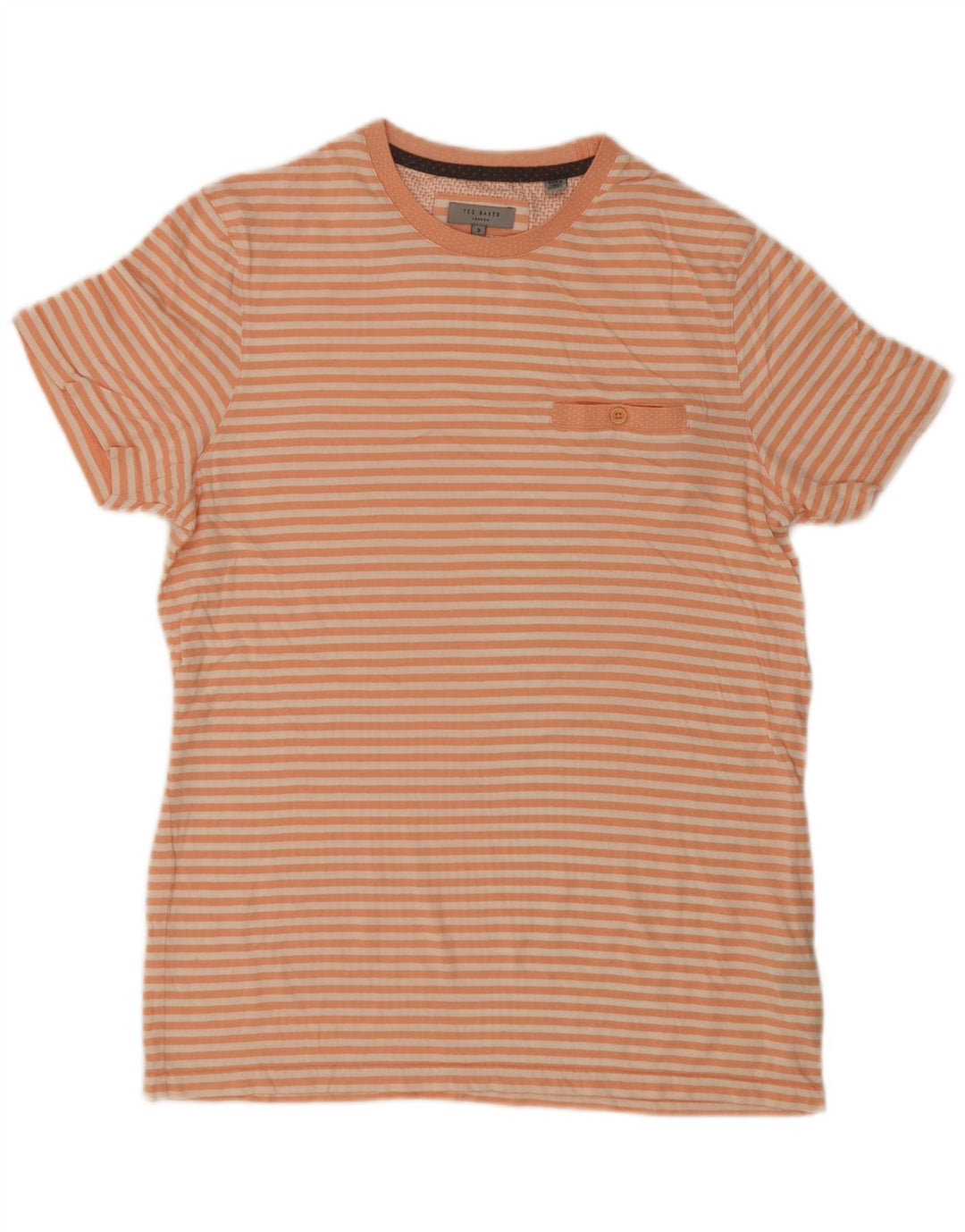 Ted Baker T-Shirt Homme Taille 3 Coton Rayé Orange Moyen