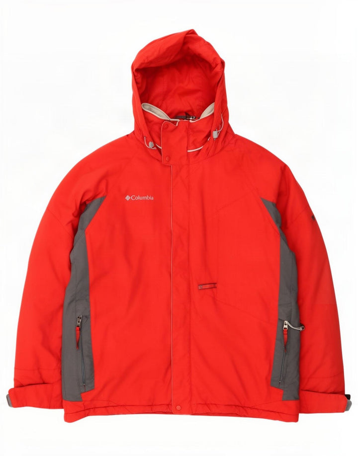 Columbia Veste de ski à capuche pour homme UK 38 Medium Red Colourblock Nylon