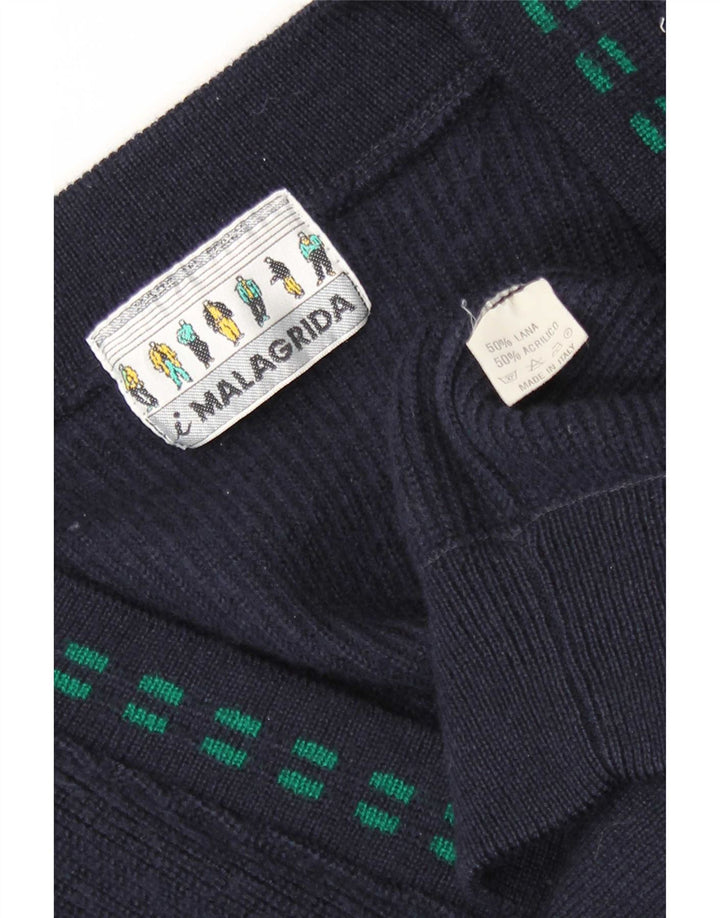 Malagrida Cardigan Homme Pull Laine Rayé Bleu Marine Moyen