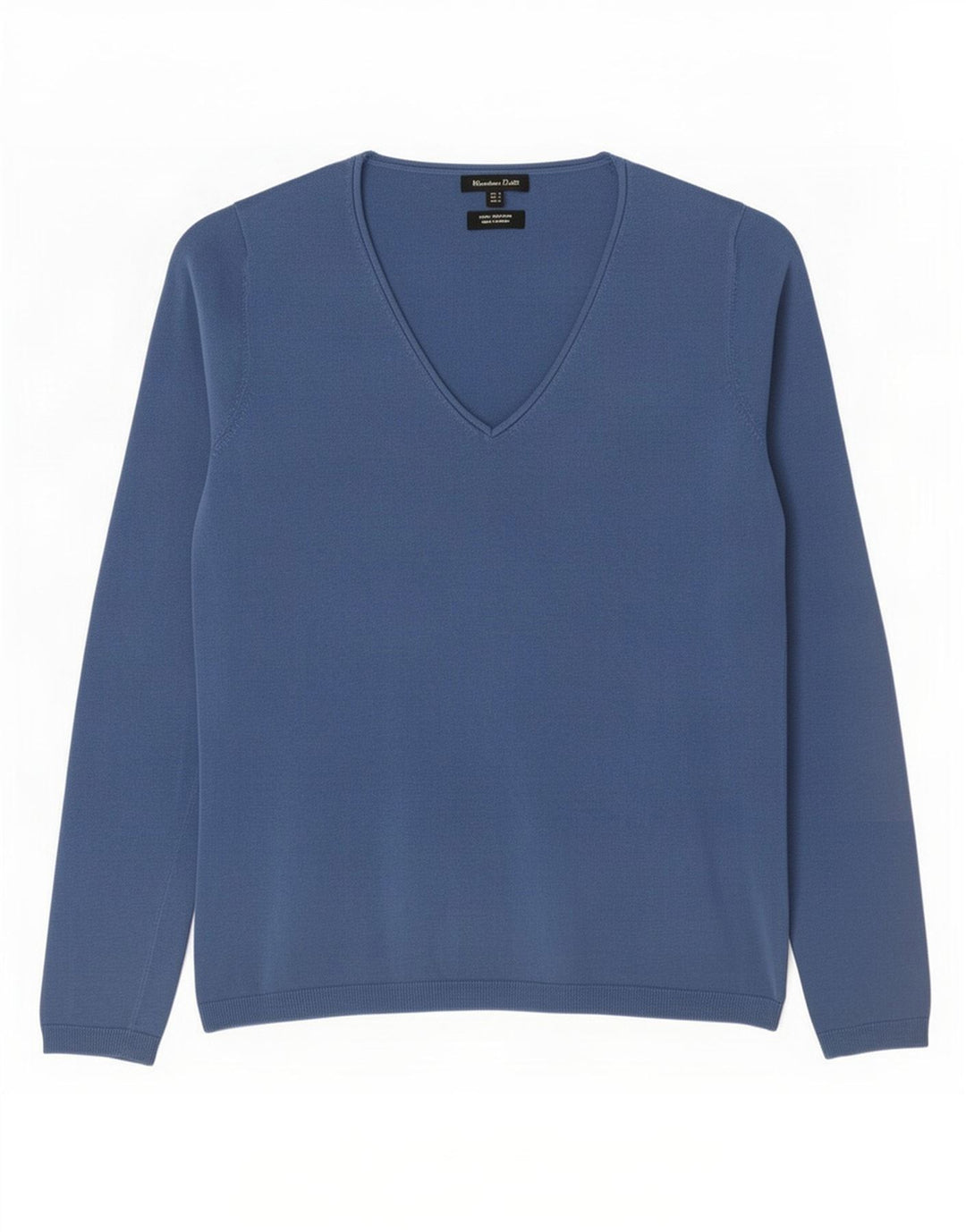 Massimo Dutti Pull col V pour femme UK 10 Petit Bleu Coton