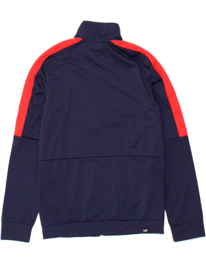 PUMA Boys Graphic Tracksuit Top Jacket 11-12 Years Navy Blue Polyester Vintage Puma and Second-Hand Puma from Messina Hembry 
