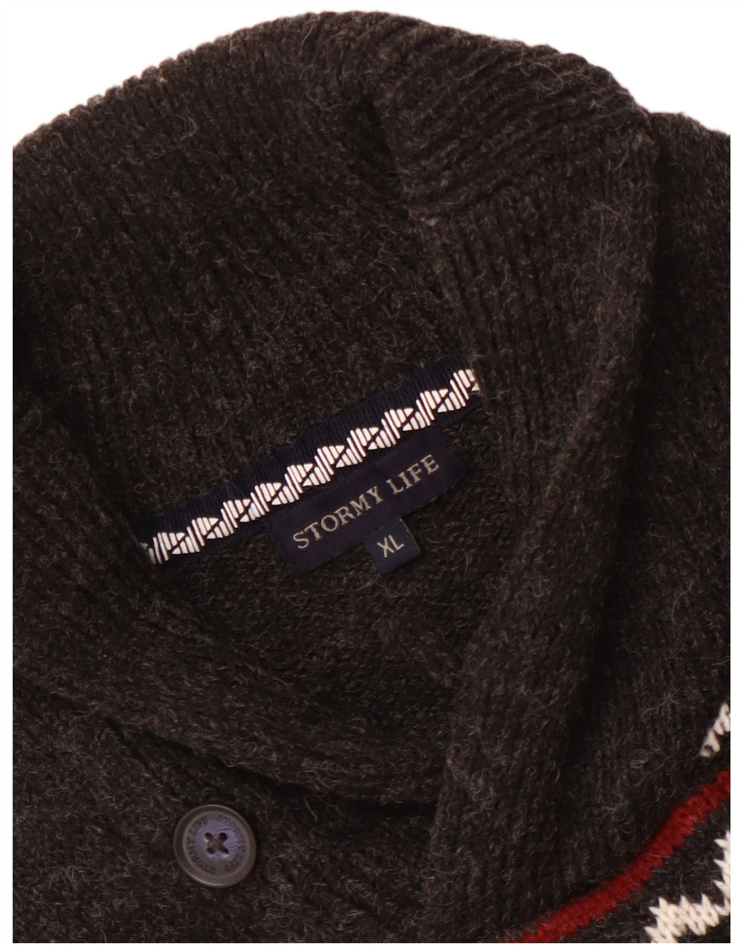 vintage Homme Col Châle Pull Pull Gris Moyen Fair Isle