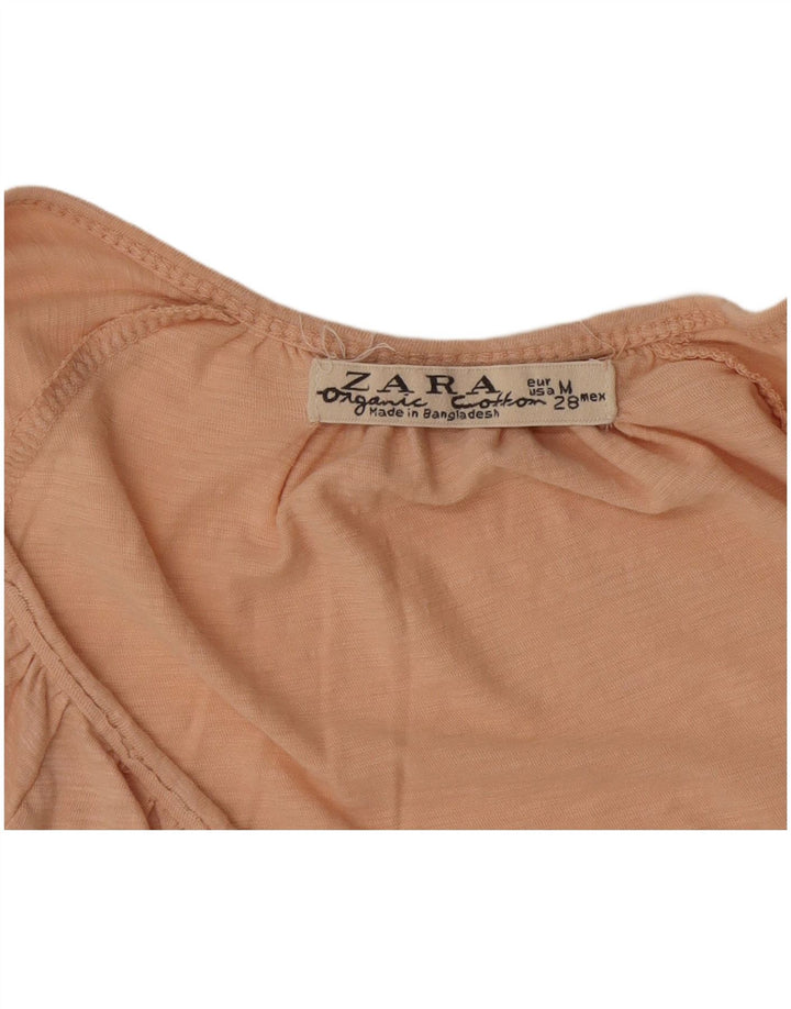 Zara Femme Top Manches Longues UK 12 Rose Moyen Moucheté