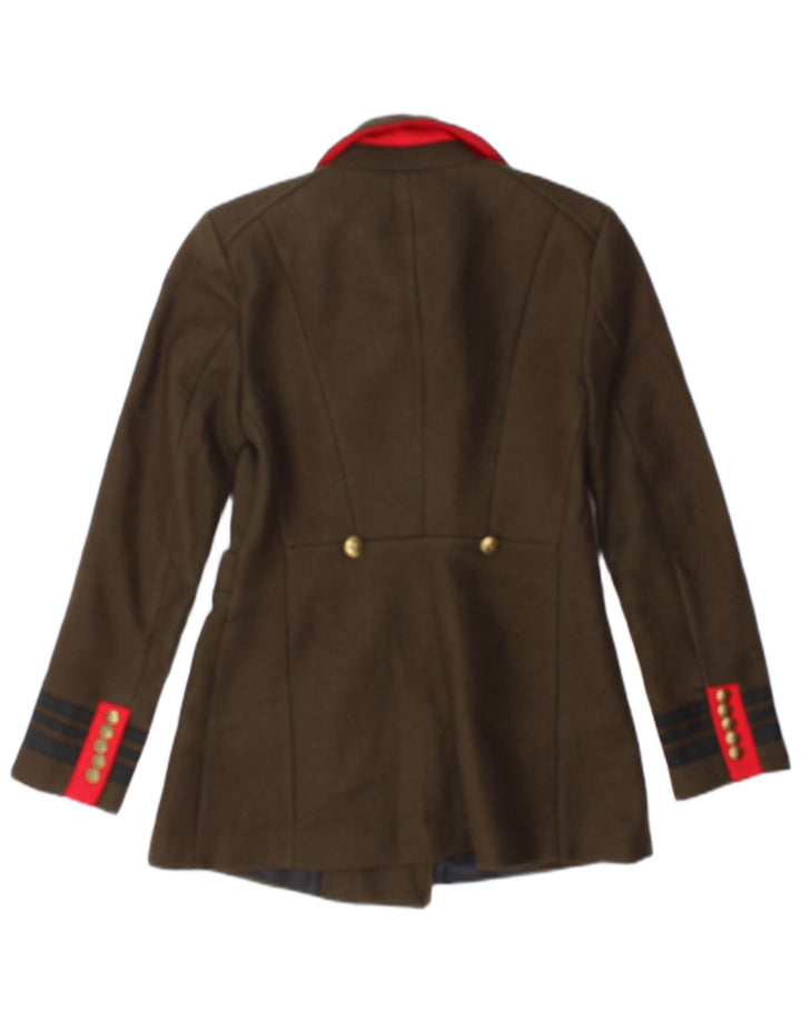 Zara Veste Blazer Double Boutonnage Femme UK 10 Petit Kaki Rayé