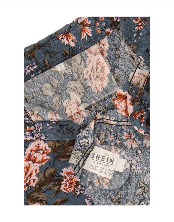 SHEIN Mens Short Sleeve Shirt Small Blue Floral Cotton Vintage Shein and Second-Hand Shein from Messina Hembry 