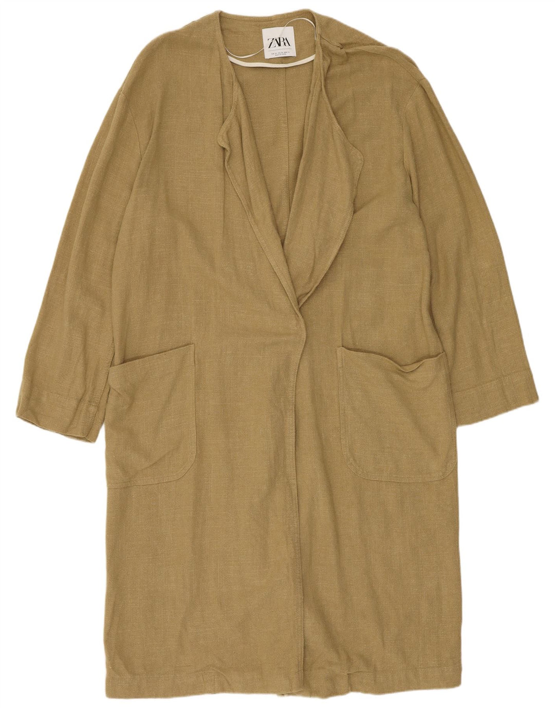 Zara Femme Trench Oversize UK 6 XS Kaki Viscose