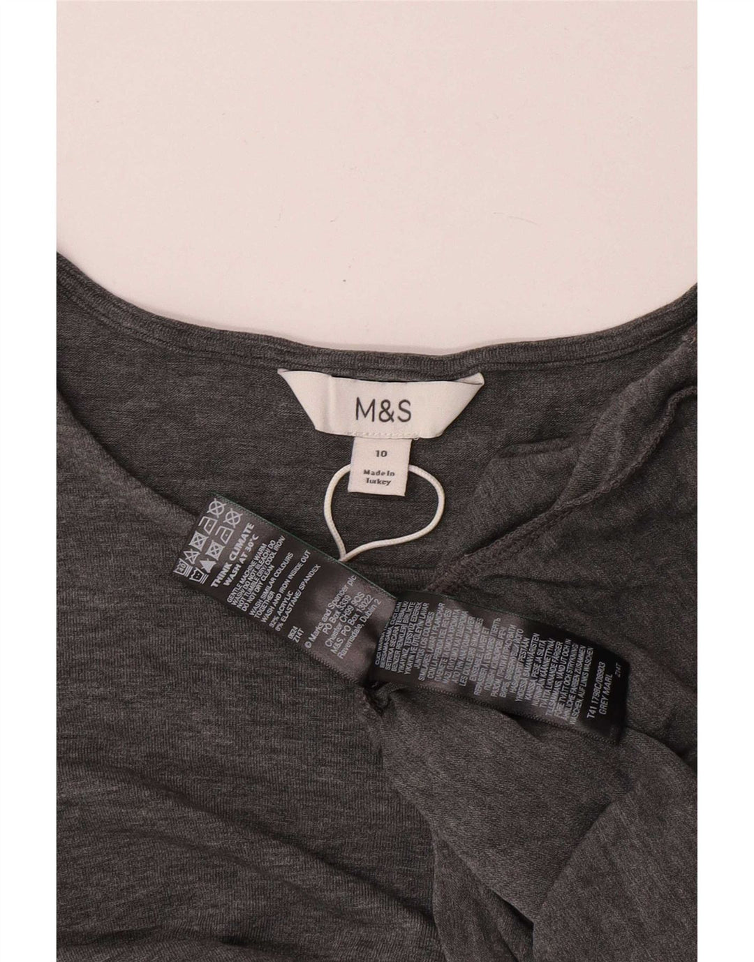 Marks & Spencer Haut à manches longues pour femme UK 10 Small Gris Acrylique