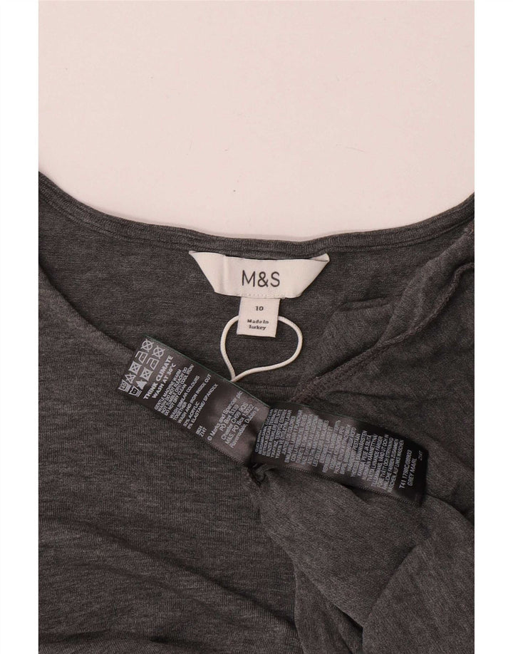 Marks & Spencer Haut à manches longues pour femme UK 10 Small Gris Acrylique