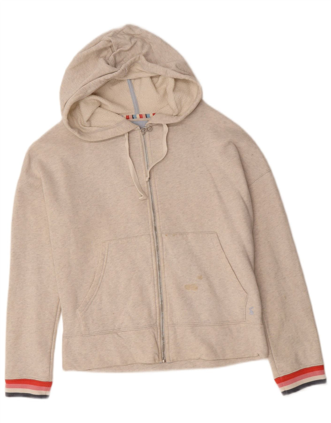 Joules Pull à capuche zippé surdimensionné pour femme UK 10 Petit Polyester Beige