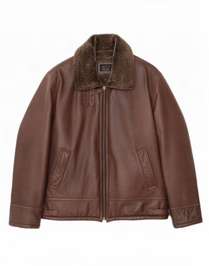 Itallo Veste en peau de mouton pour homme IT 50 Grand cuir marron