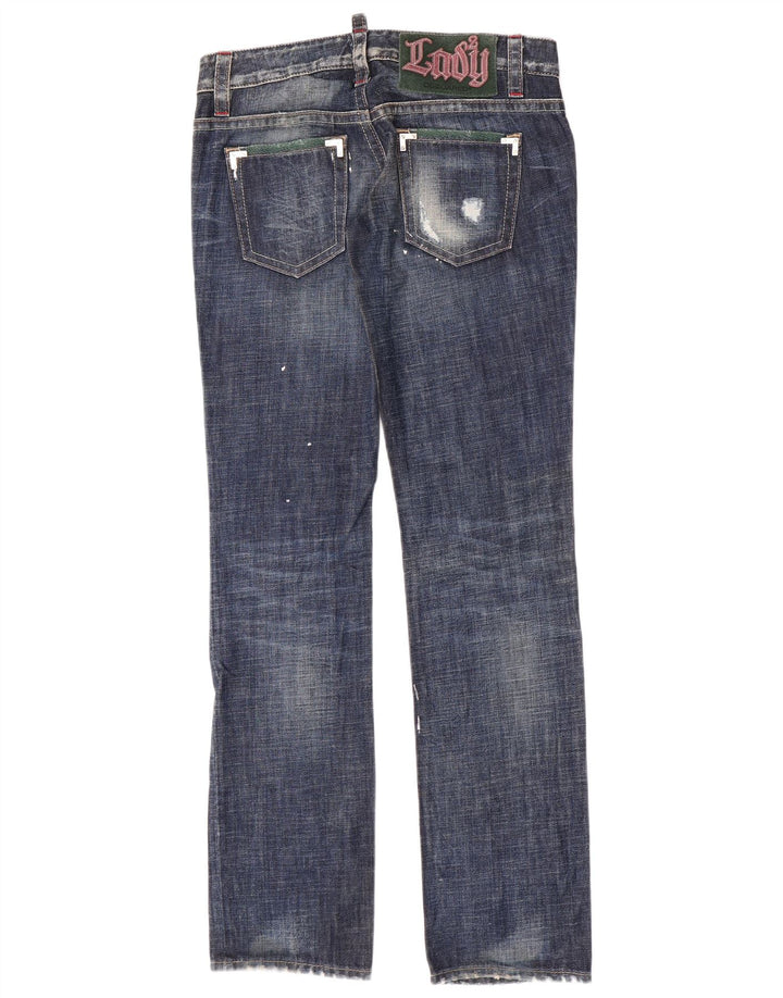Dsquared2 Jean droit super bas pour femme IT 44 Medium W32 L35 Bleu à pois