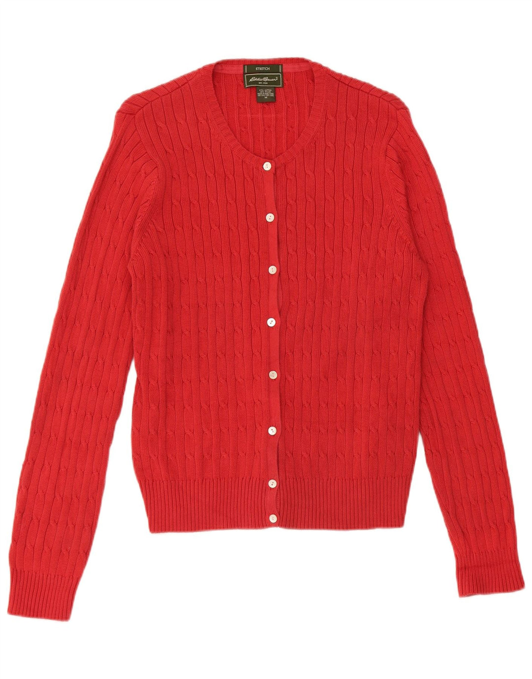 Eddie Bauer Pull cardigan extensible pour femme UK 14 Coton rouge moyen