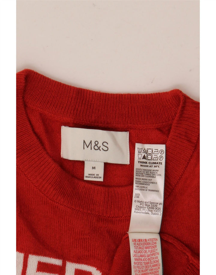 Marks & Spencer Pull Graphique Ras du Cou Homme Rouge Moyen Noël