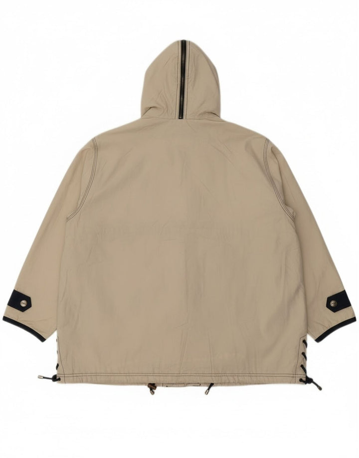 veste de pluie surdimensionnée à capuche vintage pour femmes UK 8 Petit polyester blanc cassé